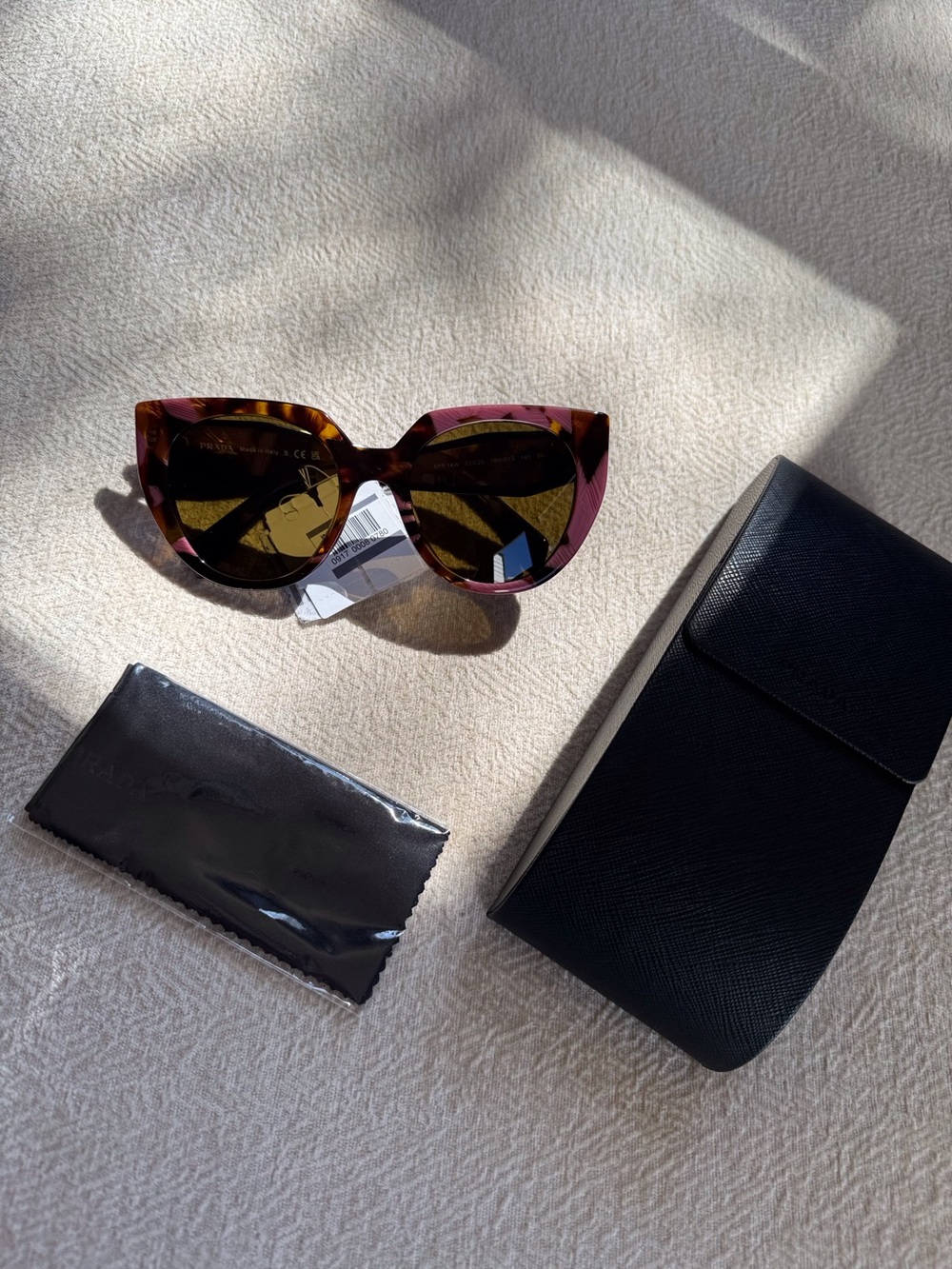 Prada Women’s Brown & Pink Tortoiseshell Sunglasses New - Picture 8 of 15